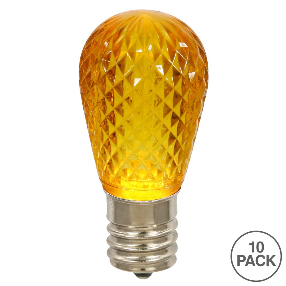 10 LED S14 Patio Faceted Yellow Retrofit Christmas Replacement Bulbs