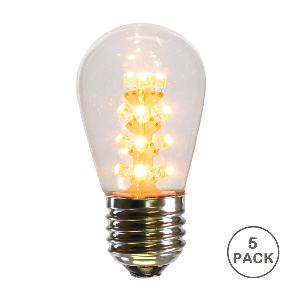 5 LED S14 Patio Transparent Warm White Plastic Retrofit Replacement Bulbs