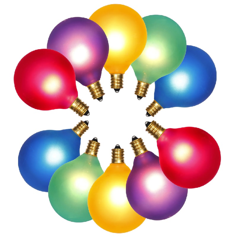 Christmastopia.com 10 Incandescent G50 Globe Multi Color Retrofit C7 Socket Replacement Bulbs