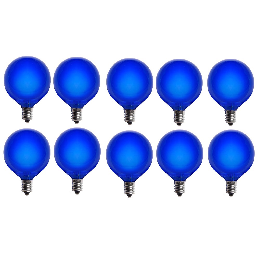 10 Incandescent G50 Globe Blue Retrofit C7 Socket Replacement Bulbs