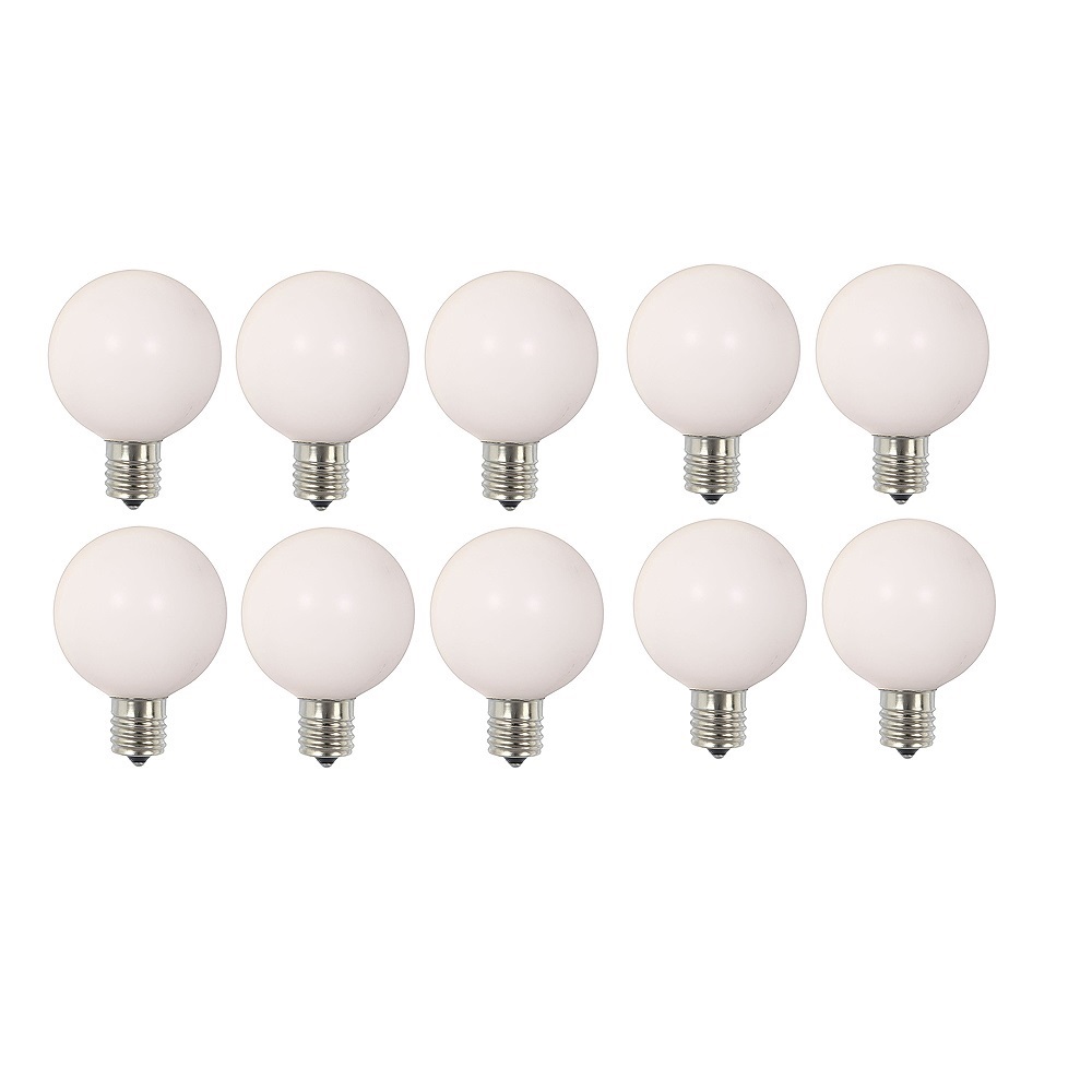 10 Incandescent G50 Globe Satin White Retrofit C7 Socket Replacement Bulbs