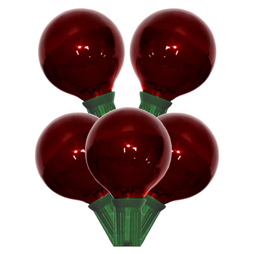 Christmastopia.com 15 Incandescent G50 Globe Satin Red C7 Socket Christmas Light Set Green Wire