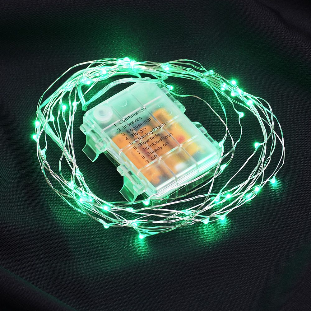 50 Green Color LED Thin Wire Micro Lights Battery Operated