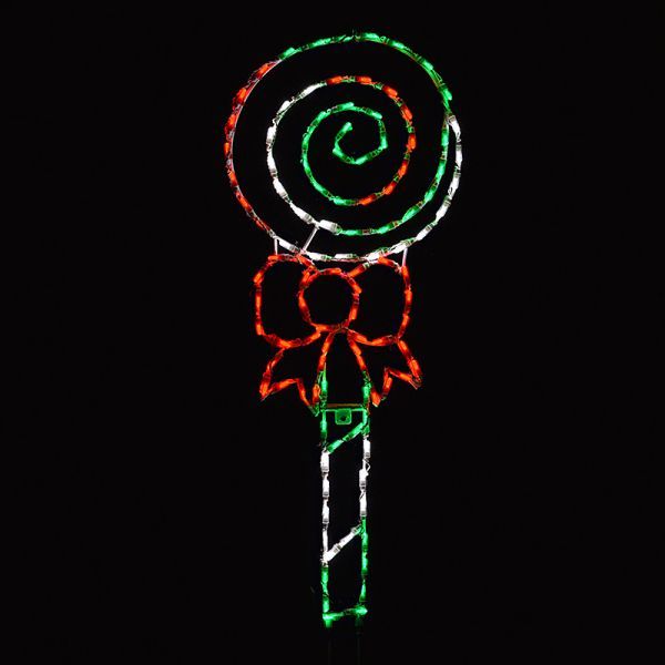 Lollipop Swirl Red Green White LED Lighted Outdoor Christmas Decoration