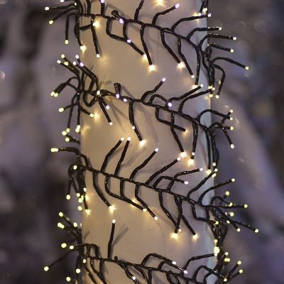 LED Twinkle Cluster Light Garland With 570 LEDs Warm White Christmas Lights With 8 Function Controller