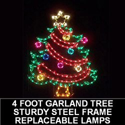 Christmas Tree with Garland LED Lighted Outdoor Christmas Decoration