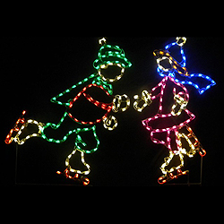 Ice Skating Boy and Girl LED Lighted Outdoor Lawn Decoration
