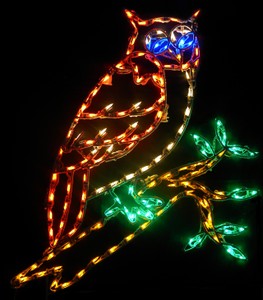 Owl On A Branch LED Lighted Lawn Decoration
