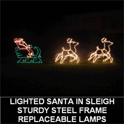 Santa Claus in Sleigh with Animated Reindeer LED Lighted Outdoor Christmas Decoration