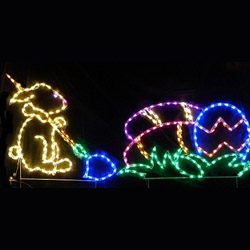 Easter Bunny Painting Eggs LED Lighted Outdoor Easter Decoration