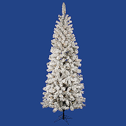 4.5 Foot Flocked Pacific Pencil Artificial Christmas Tree 150 DuraLit Clear Lights