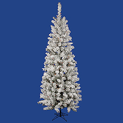 Christmastopia.com 4.5 Foot Flocked Pacific Pencil Artificial Christmas Tree 150 DuraLit Multi Color Mini Lights