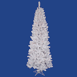 Christmastopia.com - 4.5 Foot White Salem Pencil Pine Artificial Christmas Tree 150 DuraLit Incandescent Multi Color Mini Lights