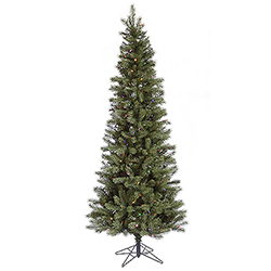 4.5 Foot Blue Albany Slim Artificial Christmas Tree 150 DuraLit Incandescent Multi Color Mini Lights