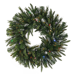 5 Foot Cashmere Artificial Christmas Wreath 200 LED Multi Lights