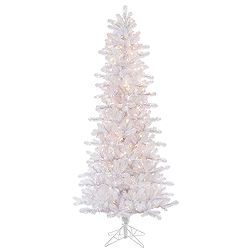 7.5 Foot Crystal White Slim Artificial Christmas Tree 500 DuraLit Clear Lights