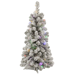 Christmastopia.com 3 Foot Flocked Kodiak Spruce Artificial Christmas Tree 50 LED multi Lights With 15 LED G40 Lights