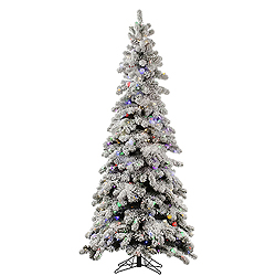 Christmastopia.com - 9 Foot Flocked Kodiak Artificial Christmas Tree 925 DuraLit LED M5 Italian Multi Color Mini Lights with 75 G40 Multi Color Globe Lights