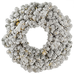 Christmastopia.com - 30 Inch Flocked Kodiak Wreath 100 LED Warm White Lights With 10 G40 LED Warm White Lights