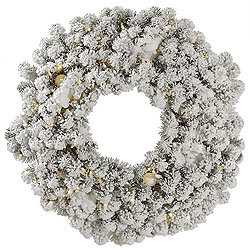 Christmastopia.com 36 Inch Flocked Kodiak Wreath 100 LED Warm White And 15 LED G40 Lights