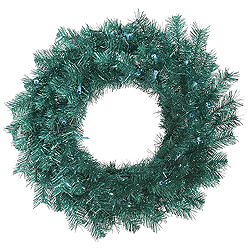 30 Inch Aqua Tinsel Wreath