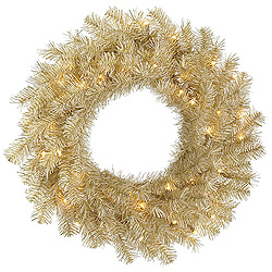 Christmastopia.com 48 Inch White Gold Tinsel Wreath 100 Clear Lights