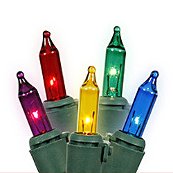 100 Multi Color Light Bulbs Green Base Replacement Bulbs