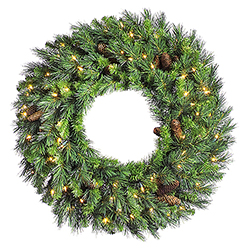 30 Inch Cheyenne Pine Wreath 50 DuraLit Clear Lights