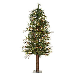 7 Foot Mixed Country Alpine Artificial Christmas Tree 250 Clear Lights