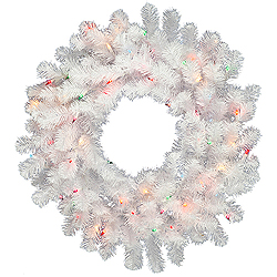 24 Inch Crystal White Wreath 50 LED Multi Lights