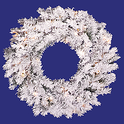 Christmastopia.com 30 Inch Flocked Alaskan Wreath 50 DuraLit Clear Lights