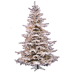 10 Foot Flocked Sierra Artificial Christmas Tree 1450 DuraLit Clear Lights