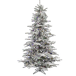 12 Foot Flocked Sierra Artificial Christmas Tree 1850 LED M5 Italian Multi Color Mini Lights
