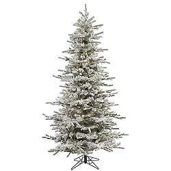 6.5 Foot Flocked Slim Sierra Artificial Christmas Tree 550 LED Warm White Lights