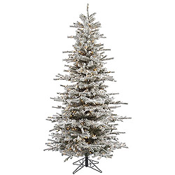 7.5 Foot Flocked Slim Sierra Artificial Christmas Tree 700 Clear Lights