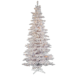 Christmastopia.com - 9 Foot Flocked White Slim Artificial Christmas Tree 550 DuraLit Clear Lights