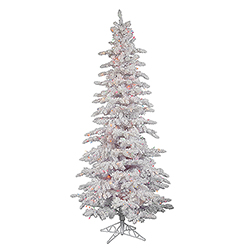 Christmastopia.com 10 Foot Flocked White Slim Artificial Christmas Tree 650 Multi Lights