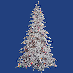 Christmastopia.com - 6.5 Foot Flocked White Artificial Christmas Tree 650 DuraLit Multi Lights