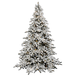 14 Foot Flocked Utica Artificial Christmas Tree 3050 LED M5 Italian Warm White Mini Lights