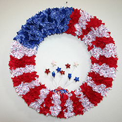 24 Inch Patriotic American Flag Fabric Wreath 24 Inch Patriotic American Flag Fabric Wreath