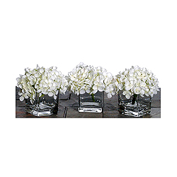 Christmastopia.com - Mini Hydrangea With Acrylic Vases 3 per Set