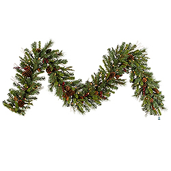 Christmastopia.com 9 Foot Cibola Mixed Berry Garland 100 LED Warm White Lights