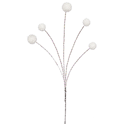 White Shiny Ball with Silver Stem Decorative Artificial Wedding Floral Spray Set of 12