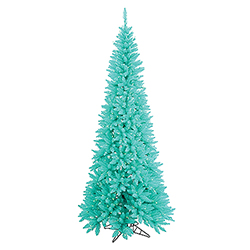 5.5 Foot Slim Aqua Artificial Christmas Tree - 300 Aqua Lights