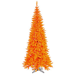 5.5 Foot Slim Orange Artificial Christmas Tree - 300 Orange Lights
