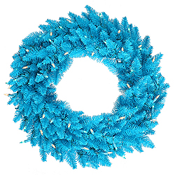 48 Inch Sky Blue Wreath 150 Blue Lights