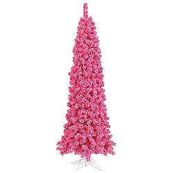 7.5 Foot Flocked Pink Fir Artificial Christmas Tree 450 Pink Lights
