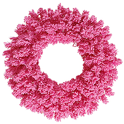 36 Inch Flocked Pink Fir Wreath