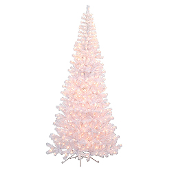 7.5 Foot White Corner Artificial Christmas Tree 400 Clear Lights