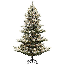 7.5 Foot Flocked Fairbanks Artificial Christmas Tree 700 DuraLit Clear Lights